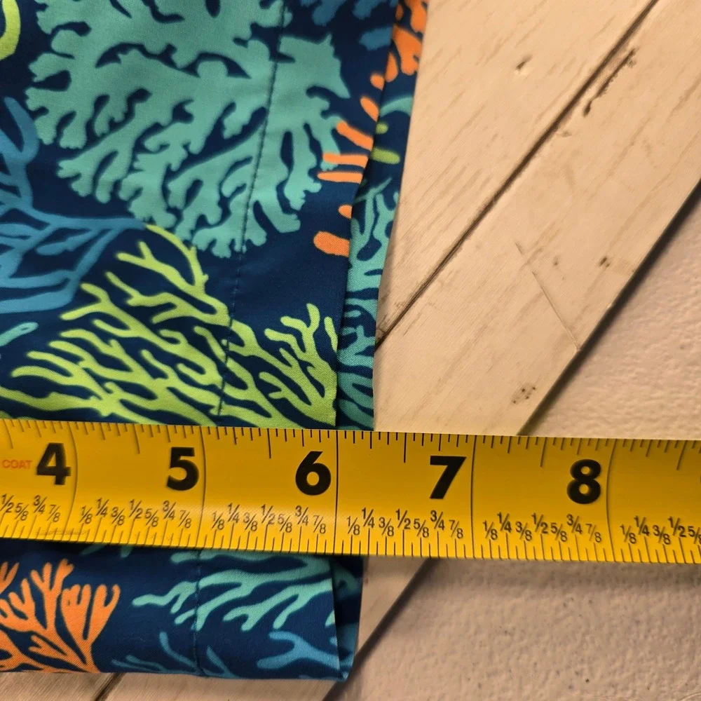 Chubbies Mens Swim Trunks Small 7 Inch Inseam Blue Green Orange Coral Reef Print